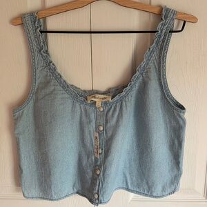 NWT Madewell Cropped Denim Button Down Tank
